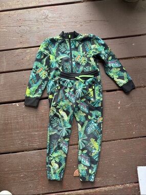 H&M Black Tropical Leaf Print Kids Matching Set